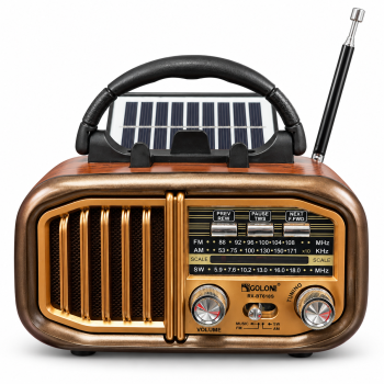 Radijas GOLON RX-BT618S, FM/AM/SW, Bluetooth, USB/TF, saulės baterija