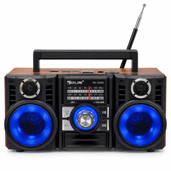 Nešiojamas radijas GOLON RX-1200D, FM/AM/SW, Bluetooth, TWS, USB/TF, LED apšvietimas
