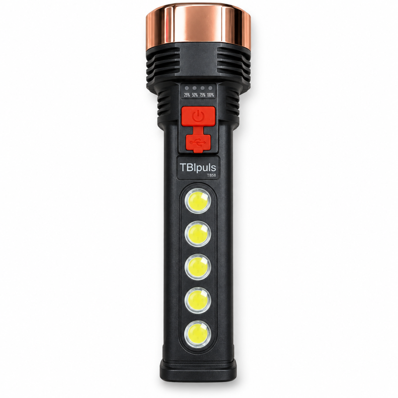 Įkraunamas LED prožektorius TBpuls TB88, 2 W + 5 COB, saulės panelė, 1200 mAh