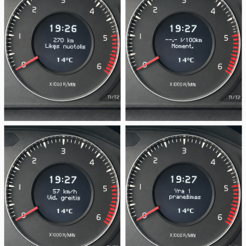 Volvo skydelio ir centrinės konsolės kalbos keitimas