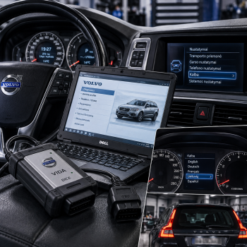 Volvo skydelio ir centrinės konsolės kalbos keitimas