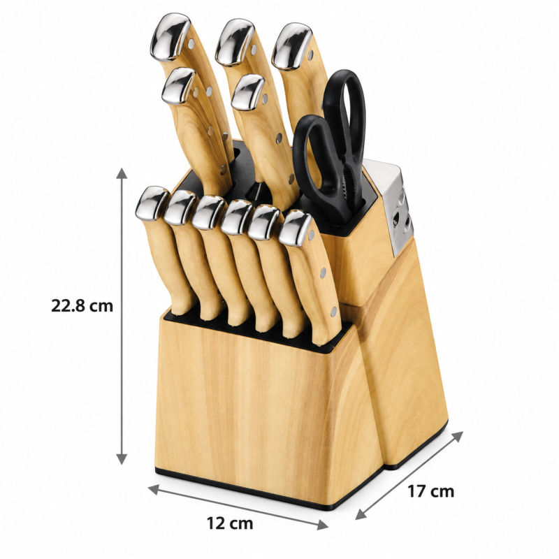 Virtuvinių peilių rinkinys su stovu Klausberg KB-9038, 13 dalių, nerūdijantis plienas Virtuvinių peilių rinkinys su stovu Klausberg KB-9038, 13 dalių, nerūdijantis plienas
