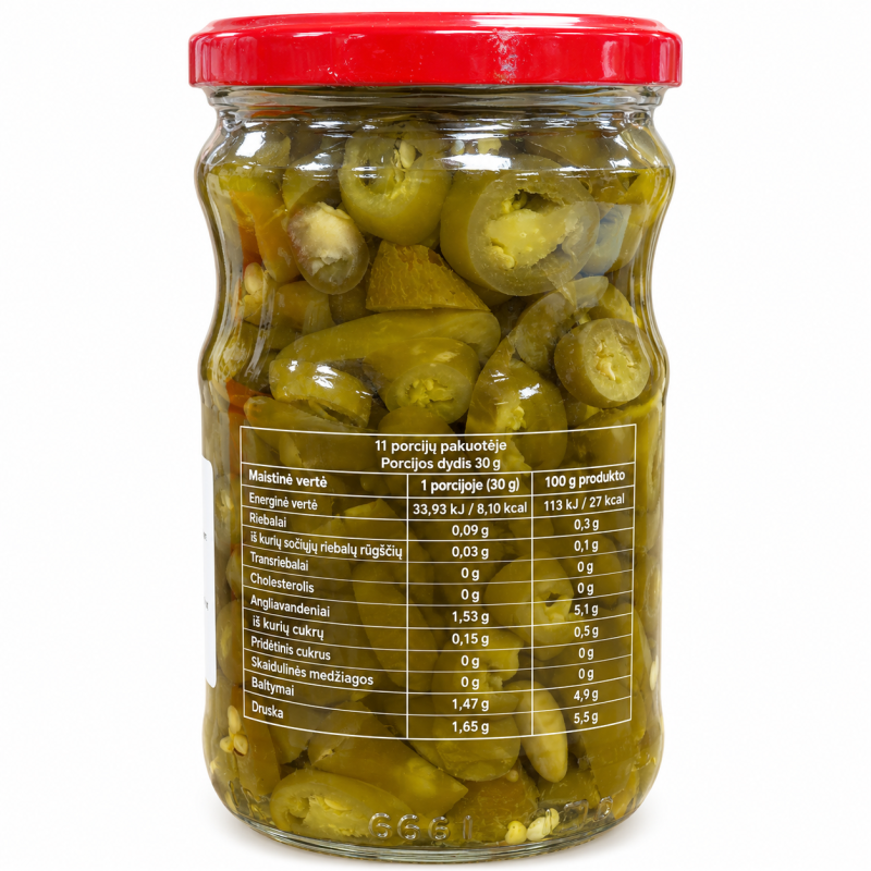 Turkiškos marinuotos pjaustytos jalapenų paprikos Doyca 640 g Turkiškos marinuotos pjaustytos jalapenų paprikos Doyca 640 g