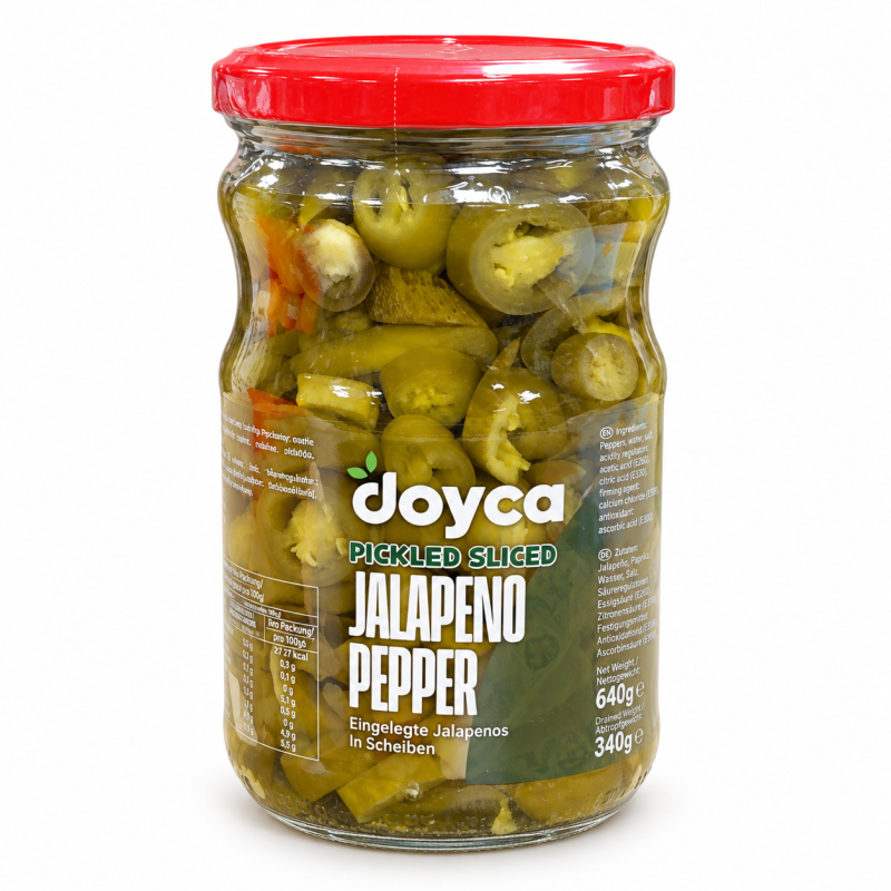 Turkiškos marinuotos pjaustytos jalapenų paprikos Doyca 640 g Turkiškos marinuotos pjaustytos jalapenų paprikos Doyca 640 g