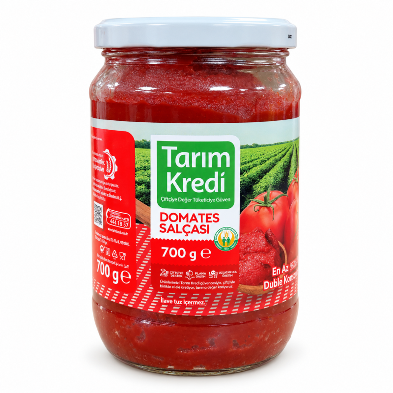 Turkiška dvigubai koncentruota pomidorų pasta Tarım Kredi 28% Brix, 700 g Turkiška dvigubai koncentruota pomidorų pasta Tarım Kredi 28% Brix, 700 g