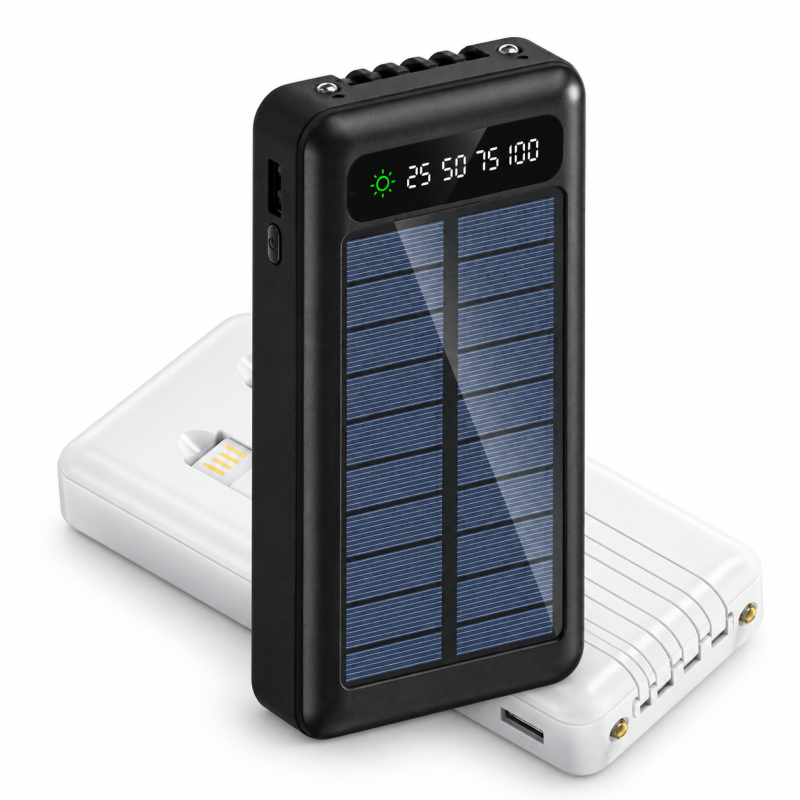 Saulės energijos išorinė baterija KHUH-62 20000 mAh su integruotais laidais Saulės energijos išorinė baterija KHUH-62 20000 mAh su integruotais laidais
