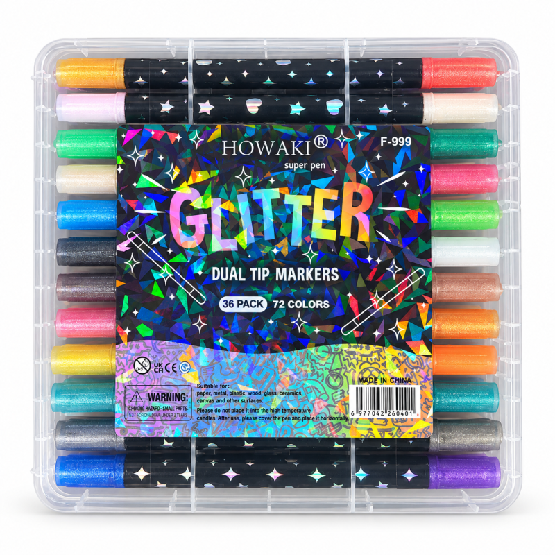 Blizgių dvipusių markerių rinkinys GLITTER
