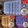 LED lempučių užuolaida 200 LED, 3 x 2 m, su pulteliu