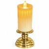 LED žvakės su judančia liepsnele ir auksiniais stovais, 16 cm ir 17 cm LED žvakės su judančia liepsnele ir auksiniais stovais, 16 cm ir 17 cm